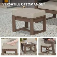 EAGLE PEAK Ensemble bistro 5 pièces en bois de cèdre naturel, mobilier de jardin, petit salon de balcon avec poufs et table basse