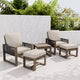 EAGLE PEAK 5 Pieces Natural Cedar Wood Bistro Set, Outdoor Patio Furniture, Small Balcony Conversation Set with Ottomans and Coffee Table