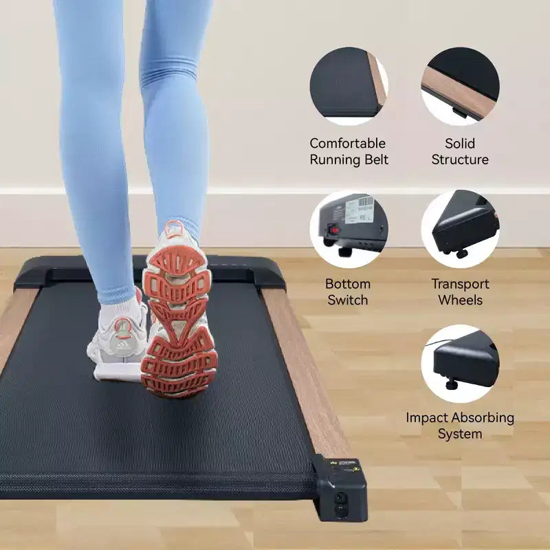 NAYSAYE Tapis de marche incline portable compact sous le bureau pour la maison et le bureau, noir et gris, 45.7*19.1*4.2