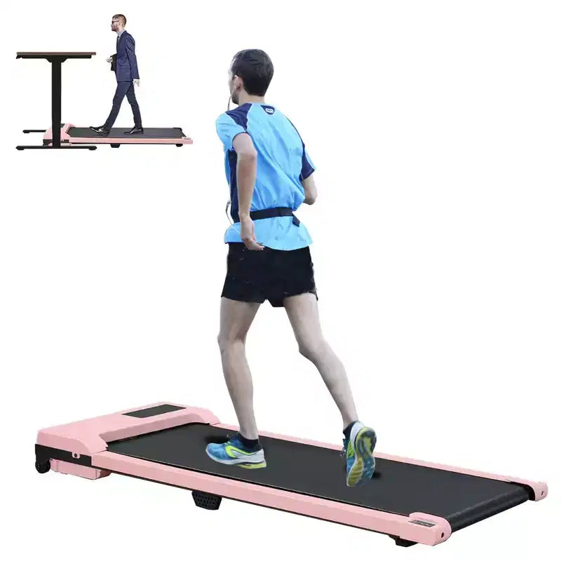Tapis de marche NAYSAYE, grande surface de course, capacité de poids de 100 kg, pour entraînements à domicile ou au bureau, rose, 121 x 48,5 x 12,5 cm