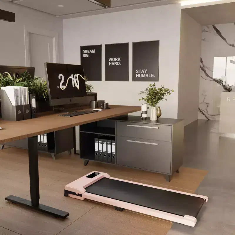 Tapis de marche NAYSAYE, grande surface de course, capacité de poids de 100 kg, pour entraînements à domicile ou au bureau, rose, 121 x 48,5 x 12,5 cm