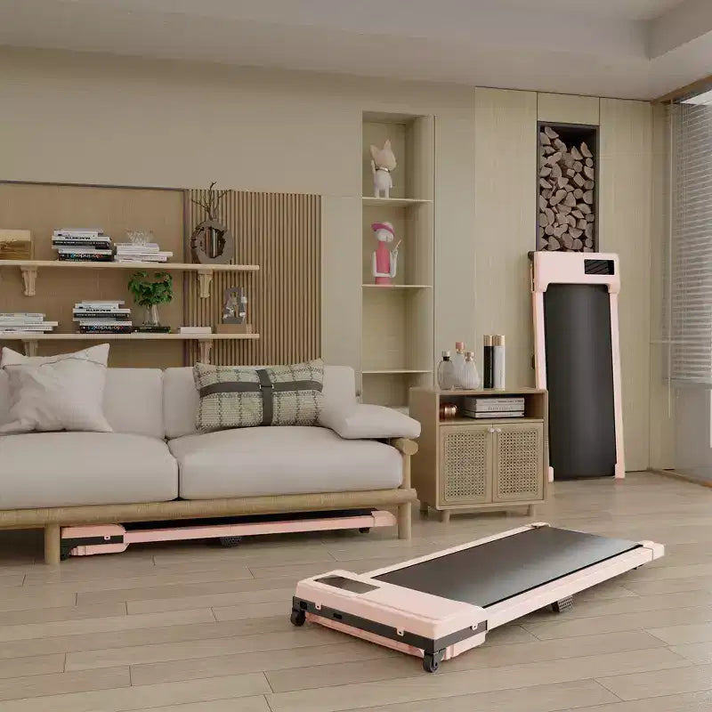 Tapis de marche NAYSAYE, grande surface de course, capacité de poids de 100 kg, pour entraînements à domicile ou au bureau, rose, 121 x 48,5 x 12,5 cm