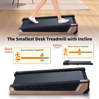 NAYSAYE Tapis de course inclinable portable, Design pleine surface, Absorption des chocs pour la maison, Noir et gris, 38.9*21.3*6.9
