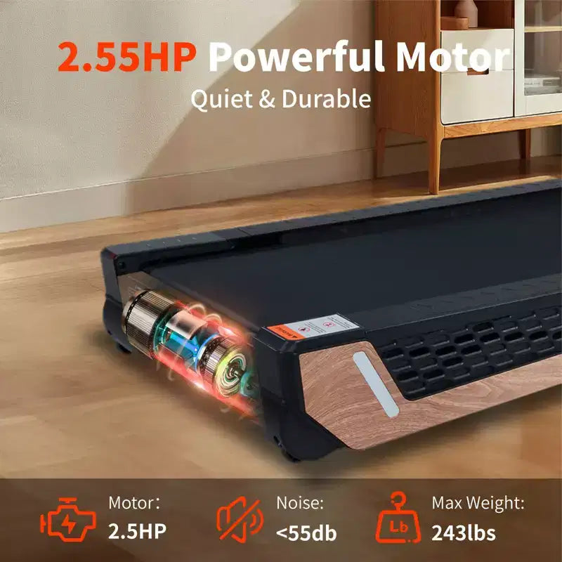 NAYSAYE Tapis de course inclinable portable, Design pleine surface, Absorption des chocs pour la maison, Noir et gris, 38.9*21.3*6.9