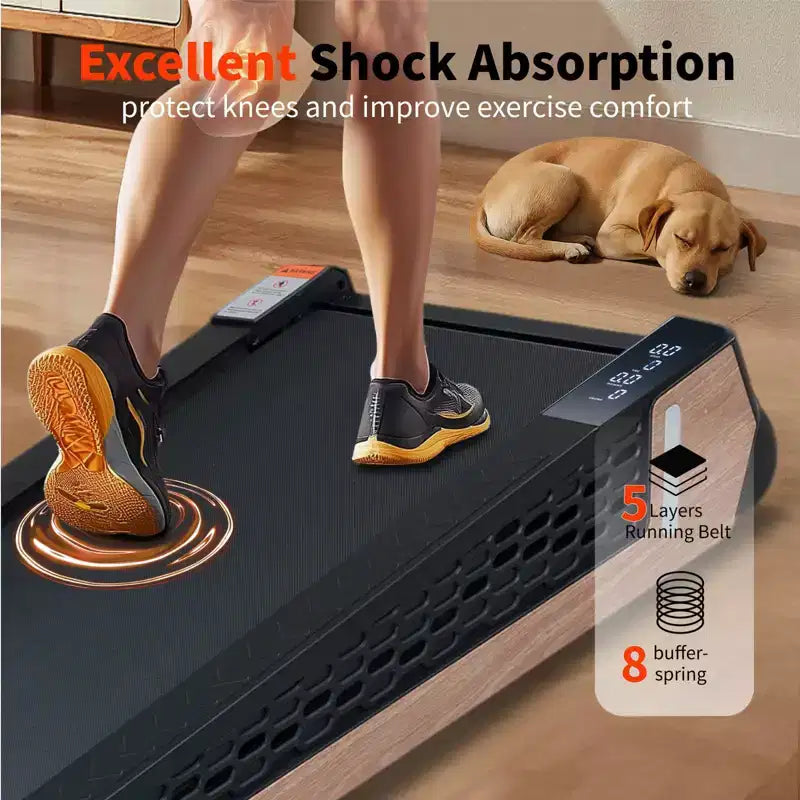 NAYSAYE Tapis de course inclinable portable, Design pleine surface, Absorption des chocs pour la maison, Noir et gris, 38.9*21.3*6.9