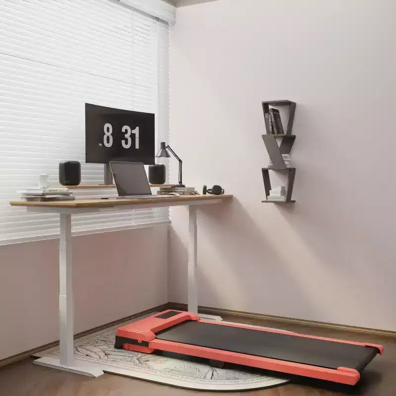 NAYSAYE Tapis de marche surface de course spacieuse capacité 220 lbs pour entraînements à la maison ou au bureau, Rouge, 47.64*19.09*4.92