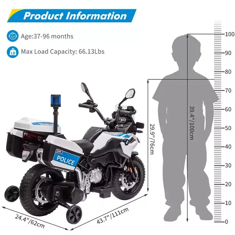 Voiture électrique 12 V pour enfants, moto pour enfants, voiture électrique pour enfants, vitesse élevée/faible, phares à LED et feux de signalisation, suspension à ressort, pour garçons et filles