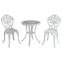 CLIHOME Ensemble table et chaises bistro de patio 3 pièces en fonte d'aluminium