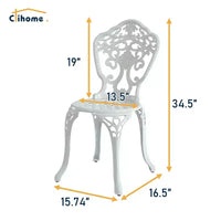 CLIHOME Ensemble table et chaises bistro de patio 3 pièces en fonte d'aluminium