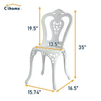 CLIHOME Ensemble bistrot 3 pièces en fonte d'aluminium avec table et chaises avec trou pour parasol