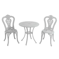 CLIHOME Ensemble bistrot 3 pièces en fonte d'aluminium avec table et chaises avec trou pour parasol