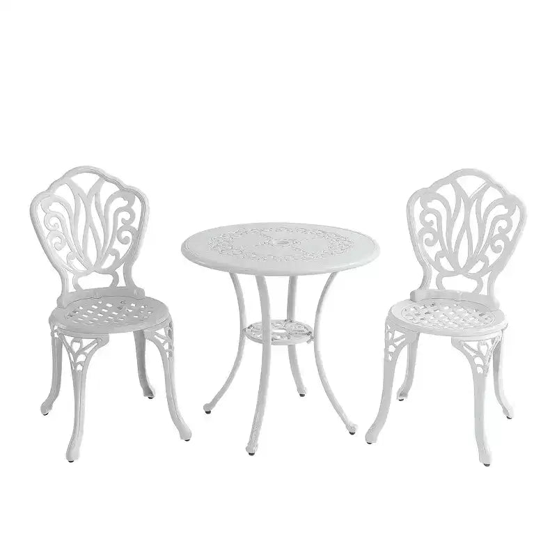 CLIHOME Ensemble bistrot 3 pièces en aluminium coulé pour l'extérieur (table et chaises)