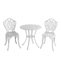 CLIHOME Ensemble bistrot 3 pièces en aluminium coulé pour l'extérieur (table et chaises)