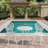 CLIHOME Ensemble bistrot 3 pièces en aluminium coulé pour l'extérieur (table et chaises)