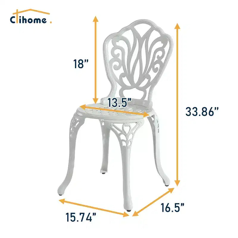 CLIHOME Ensemble bistrot 3 pièces en aluminium coulé pour l'extérieur (table et chaises)