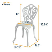 CLIHOME Ensemble bistrot 3 pièces en aluminium coulé pour l'extérieur (table et chaises)