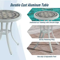CLIHOME Ensemble bistro de 3 pièces en fonte d'aluminium durable pour l'extérieur