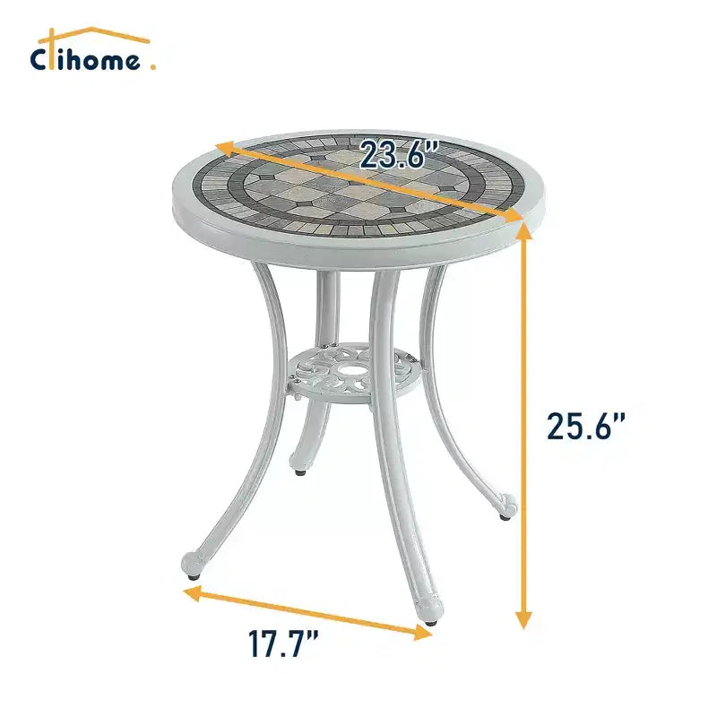 CLIHOME Ensemble bistro de 3 pièces en fonte d'aluminium durable pour l'extérieur