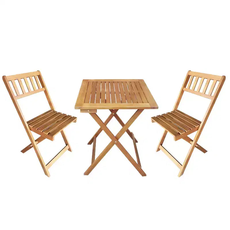 Ensemble de bistrot pliant BestMassage 3 pièces en bois d'acacia, ensemble de salle à manger extérieur, naturel