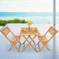 Ensemble de bistrot pliant BestMassage 3 pièces en bois d'acacia, ensemble de salle à manger extérieur, naturel