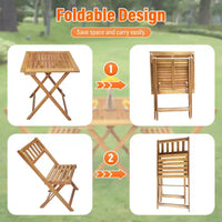 Ensemble de bistrot pliant BestMassage 3 pièces en bois d'acacia, ensemble de salle à manger extérieur, naturel