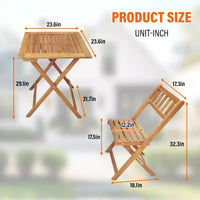 Ensemble de bistrot pliant BestMassage 3 pièces en bois d'acacia, ensemble de salle à manger extérieur, naturel