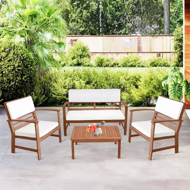 BestMassage Ensemble bistro de patio 4 pièces - Mobilier de patio d'extérieur pour jardin et arrière-cour