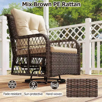 Costway Salon de Jardin 3 Pièces avec Table d'Appoint à 2 Niveaux et Coussins pour Porche Marron/Noir