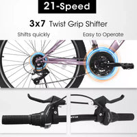 VTT Zeus & Ruta 26 avec 21 vitesses, suspension avant, freins en V, cadre en acier au carbone pour adolescents et femmes