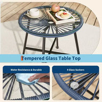 Ensemble bistro de patio 3 pièces avec chaise Acapulco d'extérieur - Chaises Acapulco tout temps avec table à plateau en verre, chaises de conversation de patio modernes, lot de 2