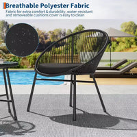 Ensemble bistro de patio 3 pièces avec chaise Acapulco d'extérieur - Chaises Acapulco tout temps avec table à plateau en verre, chaises de conversation de patio modernes, lot de 2