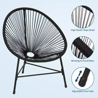 Ensemble de mobilier de terrasse 3 pièces, chaises Acapulco, chaises en corde tressée et table à plateau en verre pour terrasse extérieure, ensembles bistro de conversation tout temps