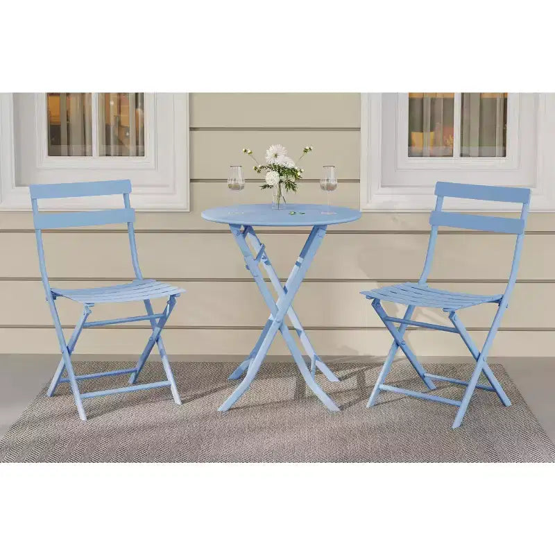 Ensemble de patio 3 pièces, table et chaises de patio pliantes, ensembles de mobilier de patio extérieurs pliants, ensemble de conversation résistant aux intempéries pour jardin.