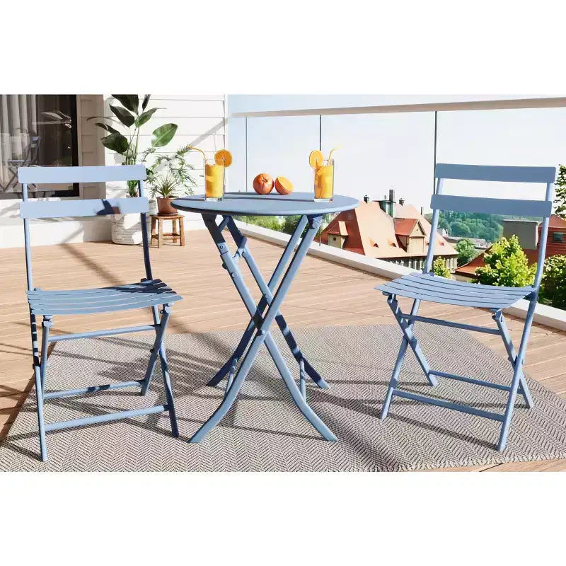 Ensemble de patio 3 pièces, table et chaises de patio pliantes, ensembles de mobilier de patio extérieurs pliants, ensemble de conversation résistant aux intempéries pour jardin.