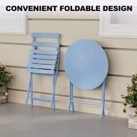Ensemble de patio 3 pièces, table et chaises de patio pliantes, ensembles de mobilier de patio extérieurs pliants, ensemble de conversation résistant aux intempéries pour jardin.