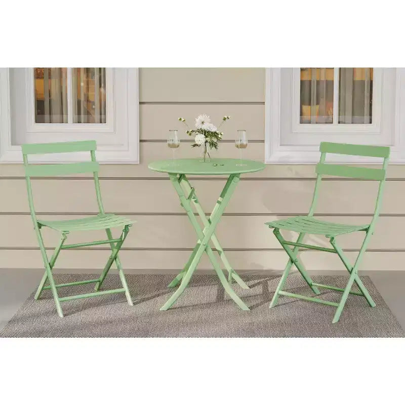 Ensemble de patio 3 pièces, table et chaises de patio pliantes, ensembles de mobilier de patio extérieurs pliants, ensemble de conversation résistant aux intempéries pour jardin.