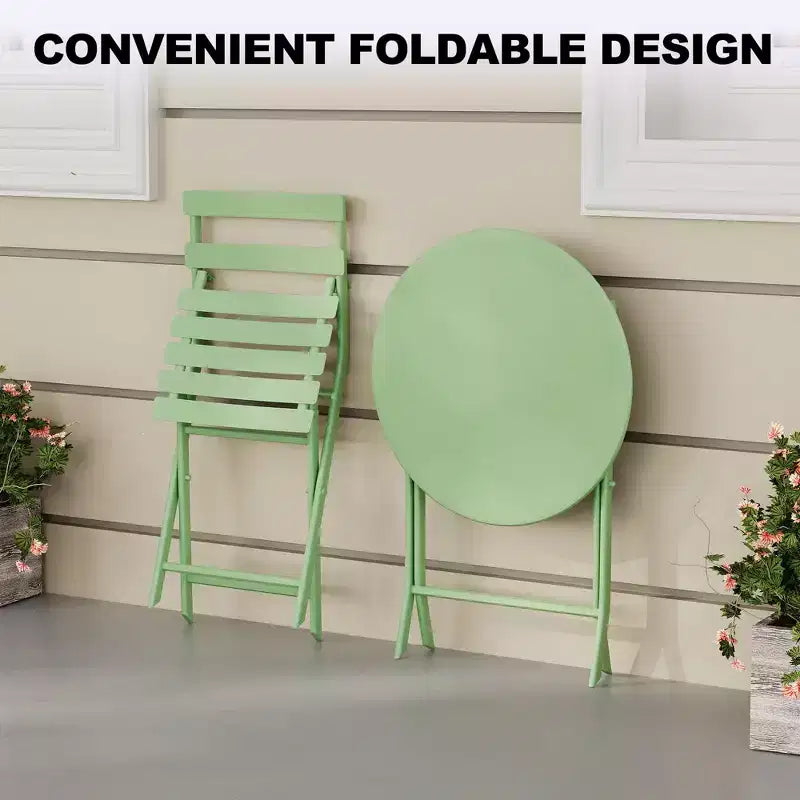 Ensemble de patio 3 pièces, table et chaises de patio pliantes, ensembles de mobilier de patio extérieurs pliants, ensemble de conversation résistant aux intempéries pour jardin.