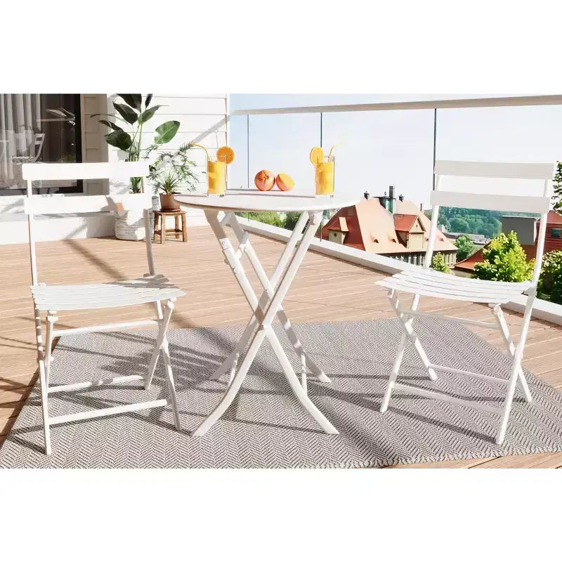 Ensemble de patio 3 pièces, table et chaises de patio pliantes, ensembles de mobilier de patio extérieurs pliants, ensemble de conversation résistant aux intempéries pour jardin.