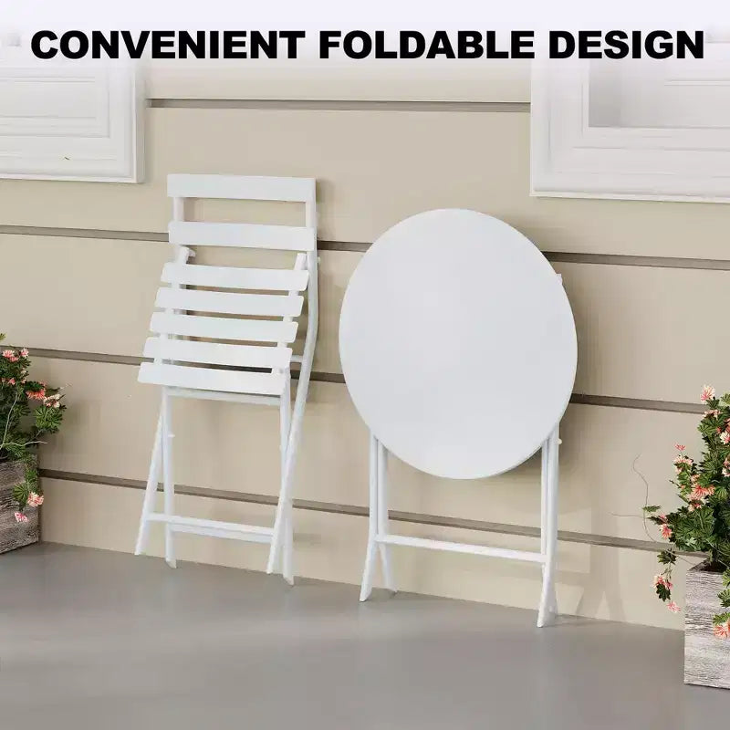 Ensemble de patio 3 pièces, table et chaises de patio pliantes, ensembles de mobilier de patio extérieurs pliants, ensemble de conversation résistant aux intempéries pour jardin.