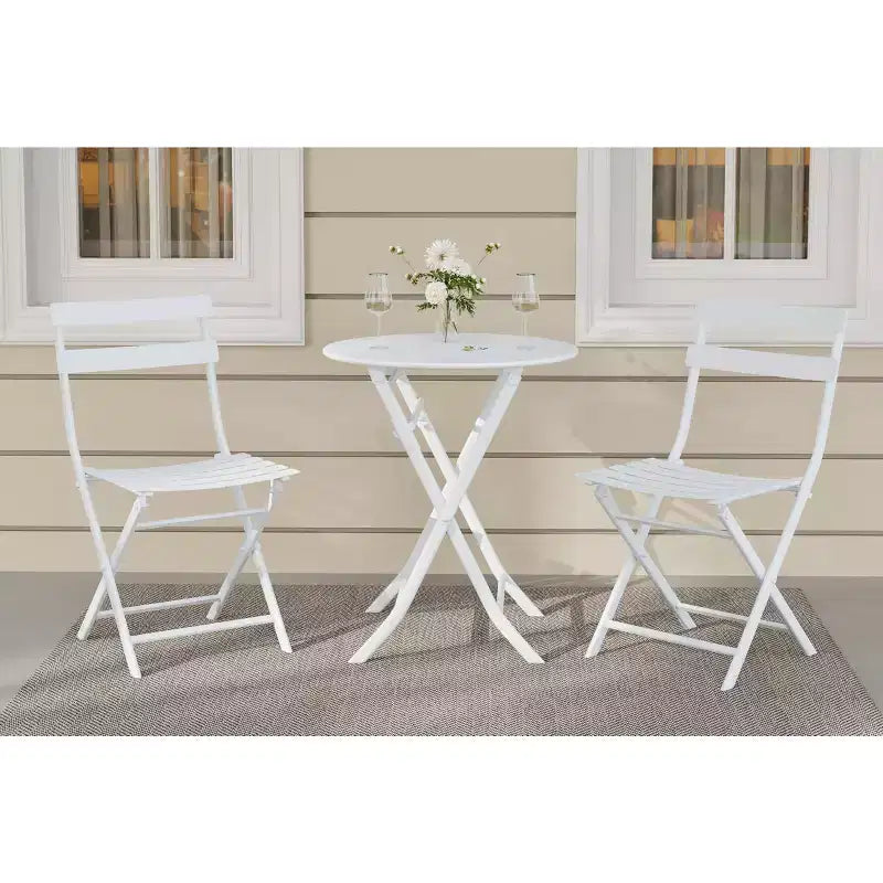 Ensemble de patio 3 pièces, table et chaises de patio pliantes, ensembles de mobilier de patio extérieurs pliants, ensemble de conversation résistant aux intempéries pour jardin.