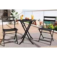 Ensemble de patio 3 pièces, table et chaises de patio pliantes, ensembles de mobilier de patio extérieurs pliants, ensemble de conversation résistant aux intempéries pour jardin.