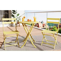 Ensemble de patio 3 pièces, table et chaises de patio pliantes, ensembles de mobilier de patio extérieurs pliants, ensemble de conversation résistant aux intempéries pour jardin.