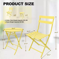 Ensemble de patio 3 pièces, table et chaises de patio pliantes, ensembles de mobilier de patio extérieurs pliants, ensemble de conversation résistant aux intempéries pour jardin.
