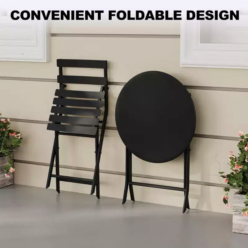 Ensemble de patio 3 pièces, table et chaises de patio pliantes, ensembles de mobilier de patio extérieurs pliants, ensemble de conversation résistant aux intempéries pour jardin.