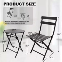 Ensemble de patio 3 pièces, table et chaises de patio pliantes, ensembles de mobilier de patio extérieurs pliants, ensemble de conversation résistant aux intempéries pour jardin.