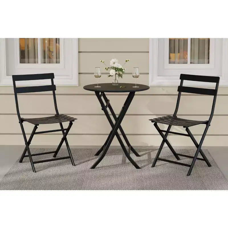 3 Piece Patio Set,Folding Patio Table and Chairs, Folding Outdoor Patio Furniture Sets,Weather Resistant Conversation Set for Yard Garden