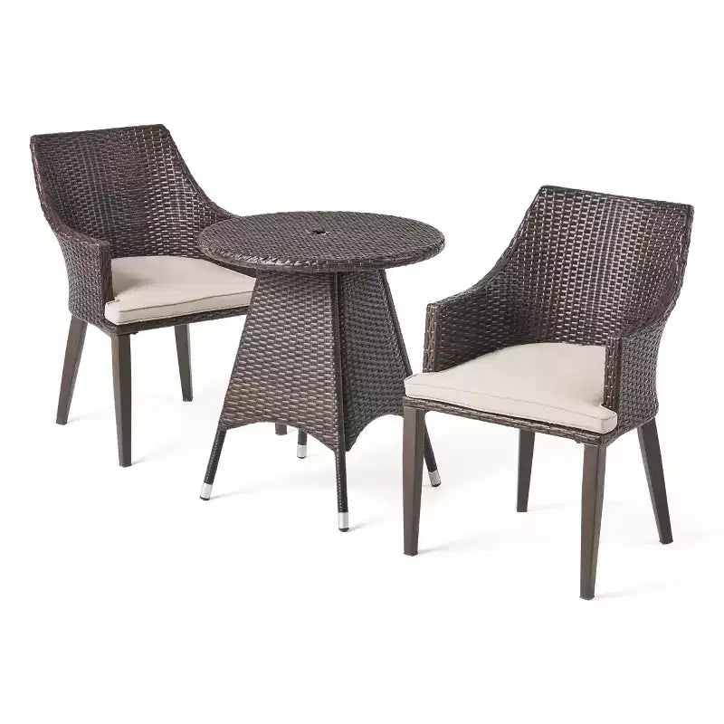 Christopher Knight Home Hillhurst Ensemble de bistrot rond 3 pièces en osier pour l'extérieur