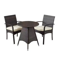 GDFStudio Peterson Ensemble bistro 3 pièces d'extérieur en résine tressée avec coussin