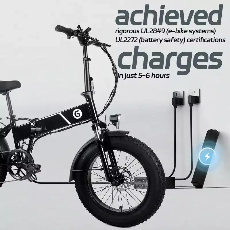 Vélo électrique pour adultes, Ebike pliant avec pneus larges 20 x 4.0, batterie amovible 500W 48V et 7 vitesses, idéal pour les trajets quotidiens