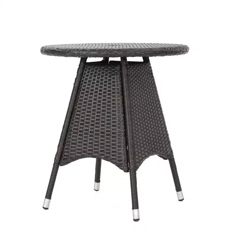 Ensemble de bistrot d'extérieur 3 pièces Harry GDFStudio avec table et chaises rondes en osier
